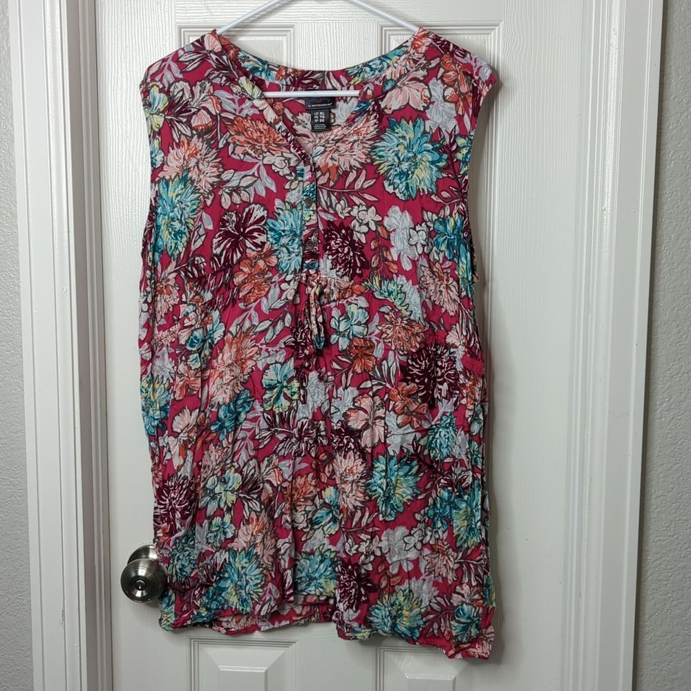 Oh Baby Maternity Pink Floral Sleeveless Babydoll Top Size XL